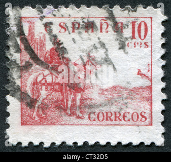 SPAIN - CIRCA 1939: A stamp printed in the Spain, shows a national hero of Spain's El Cid Campeador on a horse, circa 1939 Stock Photo