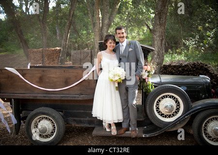 Bride and groom on their wedding day. Stock Photo