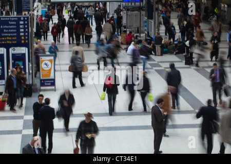 People. Arrival, departure concourse. Liverpool Street Rail Station. London. England.