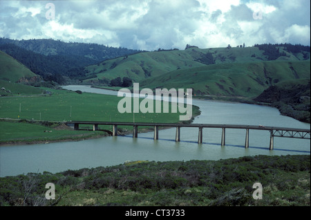 The mouth of the Russian River at Jenner in Northern California Stock Photo