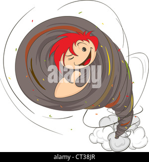 The boy in the form of a tornado on a white background.  illustration. Stock Photo
