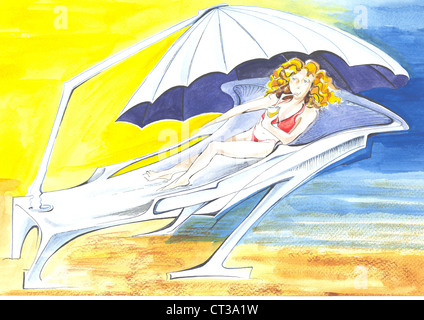 WOMAN TANNING, ARTWORK Stock Photo - Alamy