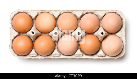 the brown eggs in egg box Stock Photo
