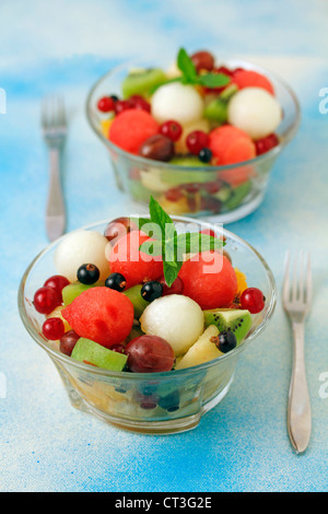 Fruits salad with azahar (orange blossom scent) Recipe available. Stock Photo