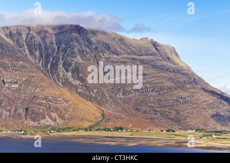 Torridon village and Liathach range Loch Torridon Beinn Eighe National park Wester Ross North West Scotland UK GB EU Europe Stock Photo