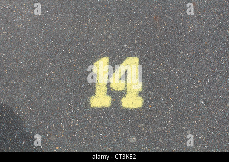 A graffiti image of the number 14. Stock Photo
