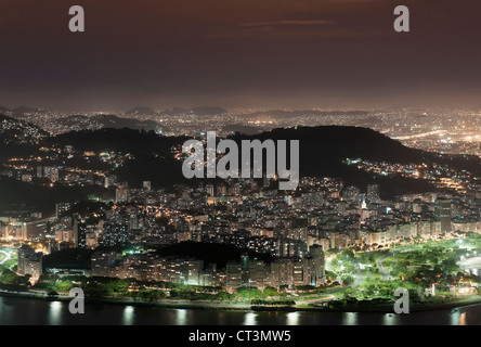 Aerial view of Rio de Janeiro at night
