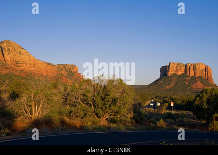 Full Moon Rising Over the Red Rocks in Sedona, AZ Stock Photo