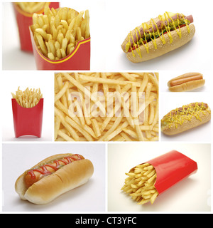 Hot dogs and Chips Collage Stock Photo