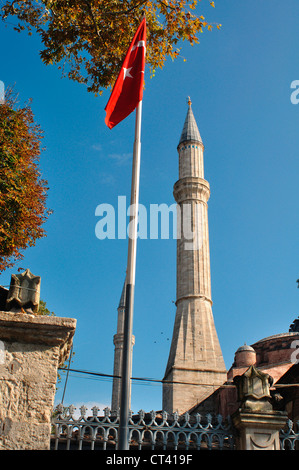 Turkey, Istanbul, Haghia Sophia Mosque, Minaret Stock Photo