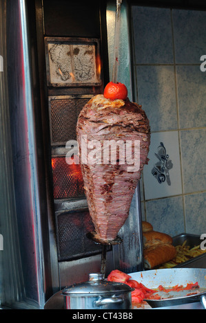 Turkey, Istanbul, Doener Kebab Fast Food Stand Stock Photo