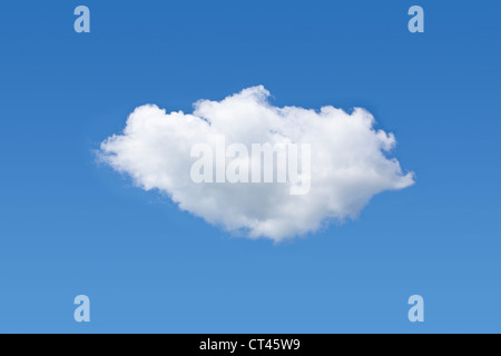 A perfect white fluffy cloud alone in a perfect blue sky Stock Photo