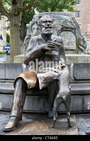 The Charles Buls or Karel Buls memorial statue Agora Square Brussels Belgium Stock Photo