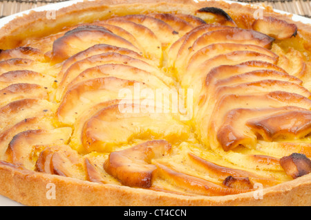 Close-up of a classic freshly baked French apple tart Stock Photo