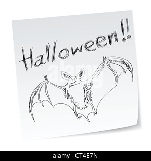 a note with hand-drawn halloween theme message - 2 of series. Stock Photo