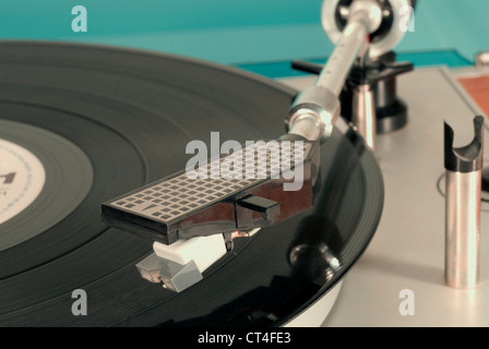 Old record player in retro-style, close-up with shallow depth of field Stock Photo