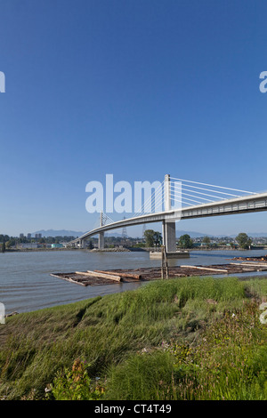 North Arm Canada Line skytrain bridge over the Fraser river between Richmond and Vancouver. Stock Photo