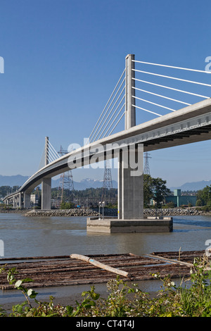 North Arm Canada Line skytrain bridge over the Fraser river between Richmond and Vancouver. Stock Photo