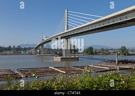 North Arm Canada Line skytrain bridge over the Fraser river between Richmond and Vancouver. Stock Photo