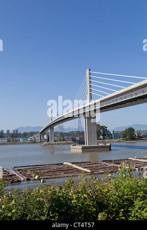 North Arm Canada Line skytrain bridge over the Fraser river between Richmond and Vancouver. Stock Photo