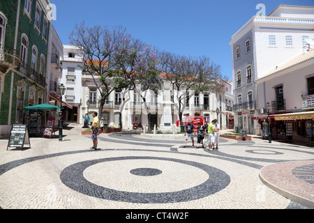 Square in the old town of Lagos, Algarve Portugal Stock Photo