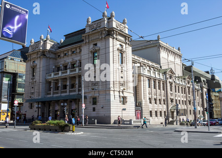 Belgrade city center in Serbia National Theater Trg Republike Stock Photo
