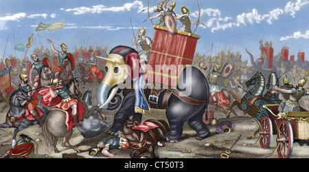 Second Punic War. The Battle of Zama (202 B.C.). Publius Cornelius Scipio Africanus defeated the Carthaginians led by Hannibal. Stock Photo