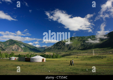 Yurts accomodation in Altay Region, Siberia, Russia Stock Photo