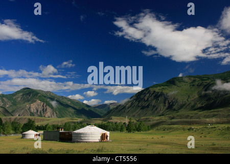 Yurts accomodation in Altay Region, Siberia, Russia Stock Photo