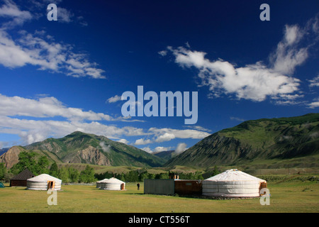 Yurts accomodation in Altay Region, Siberia, Russia Stock Photo