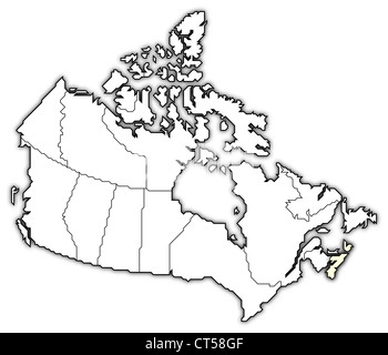 Political map of Canada with the several provinces where Nova Scotia is highlighted. Stock Photo