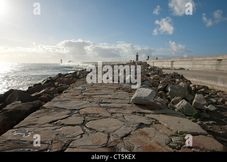 Lighthouse Farol da Foz do Douro,Porto,Portugal Stock Photo