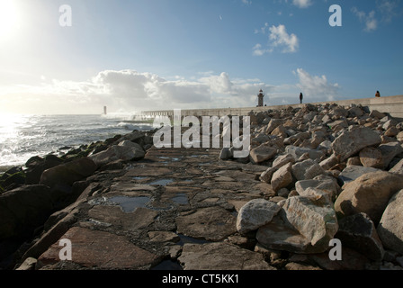 Lighthouse Farol da Foz do Douro,Porto,Portugal Stock Photo