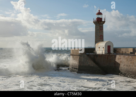 Lighthouse Farol da Foz do Douro,Porto,Portugal Stock Photo