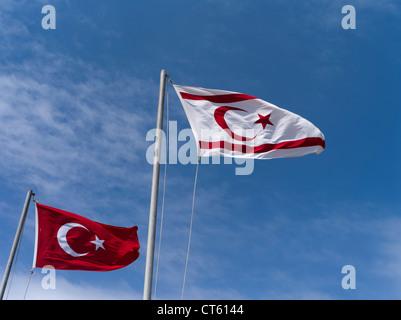 dh  NORTH CYPRUS NORTHERN CYPRUS Turkish republic northern of cyprus trnc and Turkey Flag Stock Photo