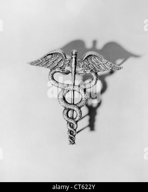 Caduceus medical symbol black and white selective focus Stock Photo - Alamy