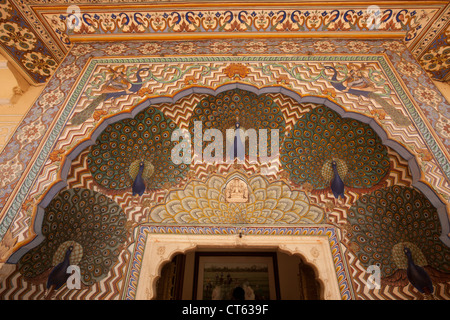 Royal Palace in Jaipur, Peacock Gate Stock Photo