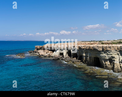 dh  CAPE GREKO CYPRUS Sea Caves near Cape Greko Ayia Napa area rocky south coast Stock Photo