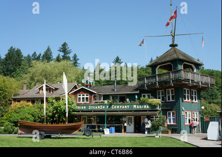 Union Steamship Company Marina building in Snug Cove, Bowen Island, British Columbia, Canada Stock Photo