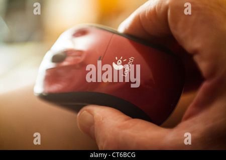 A Logitech wireless mouse Stock Photo