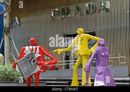 'Urban People' by Swiss sculptor Kurt Laurenz Metzler, ION Orchard, Orchard Road, Singapore, Southeast Asia. Stock Photo