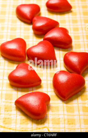 heart shaped confetti, love and valentine concept Stock Photo