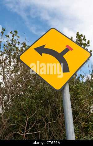 US style diamond shaped yellow road signs in Ireland Stock Photo