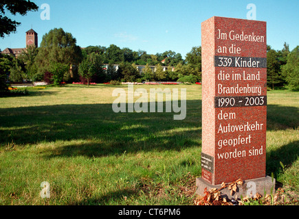 Potsdam, a memorial stone for road accident victims Stock Photo