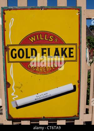 Vintage metal advertising sign for Wills's Gold Flake Cigarettes, UK Stock Photo