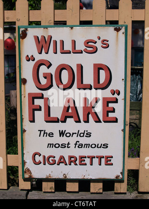 Vintage metal advertising sign for Wills's Gold Flake Cigarettes, UK Stock Photo