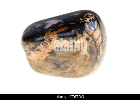 Stone slice with crystals of natural rhodonite Stock Photo