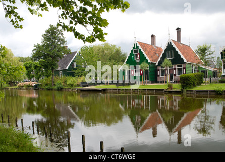 typical dutch houses in the Zaanse Schans north to Amsterdam Stock Photo