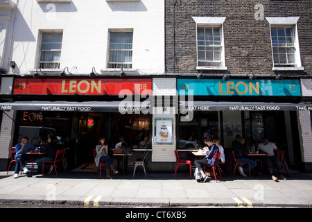 LEON fast food restaurant on Old Compton Street, Soho, London, England, UK Stock Photo