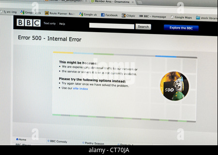 The BBC website crashes 11 july 2012 Stock Photo